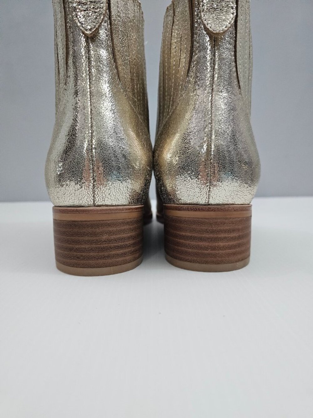 Frankie4 Nina Chelsea Ankle Boot Gold Metallic Leather Pointed Toe Womens 8 NEW - Picture 8 of 15